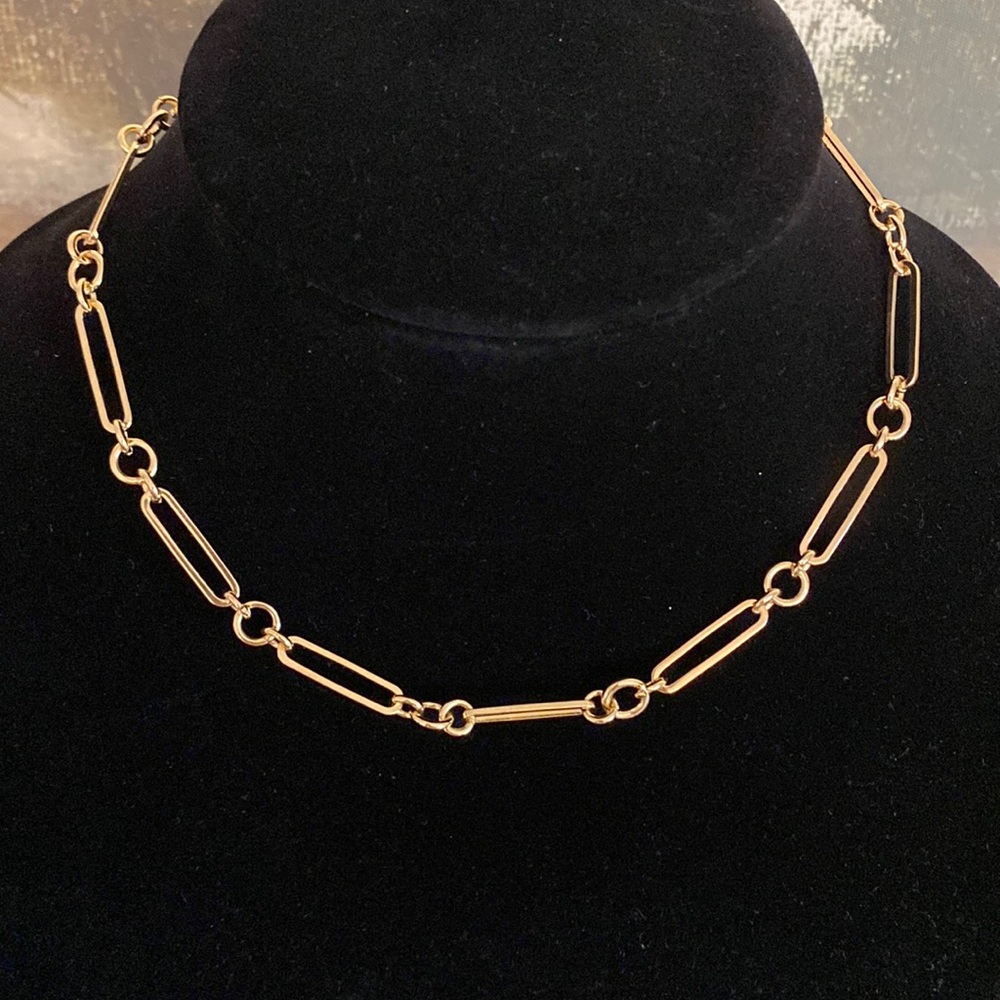 Gold paper clip necklace adjustable length